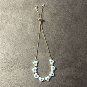 Chic Gold Bracelet with Blue Eye Charms